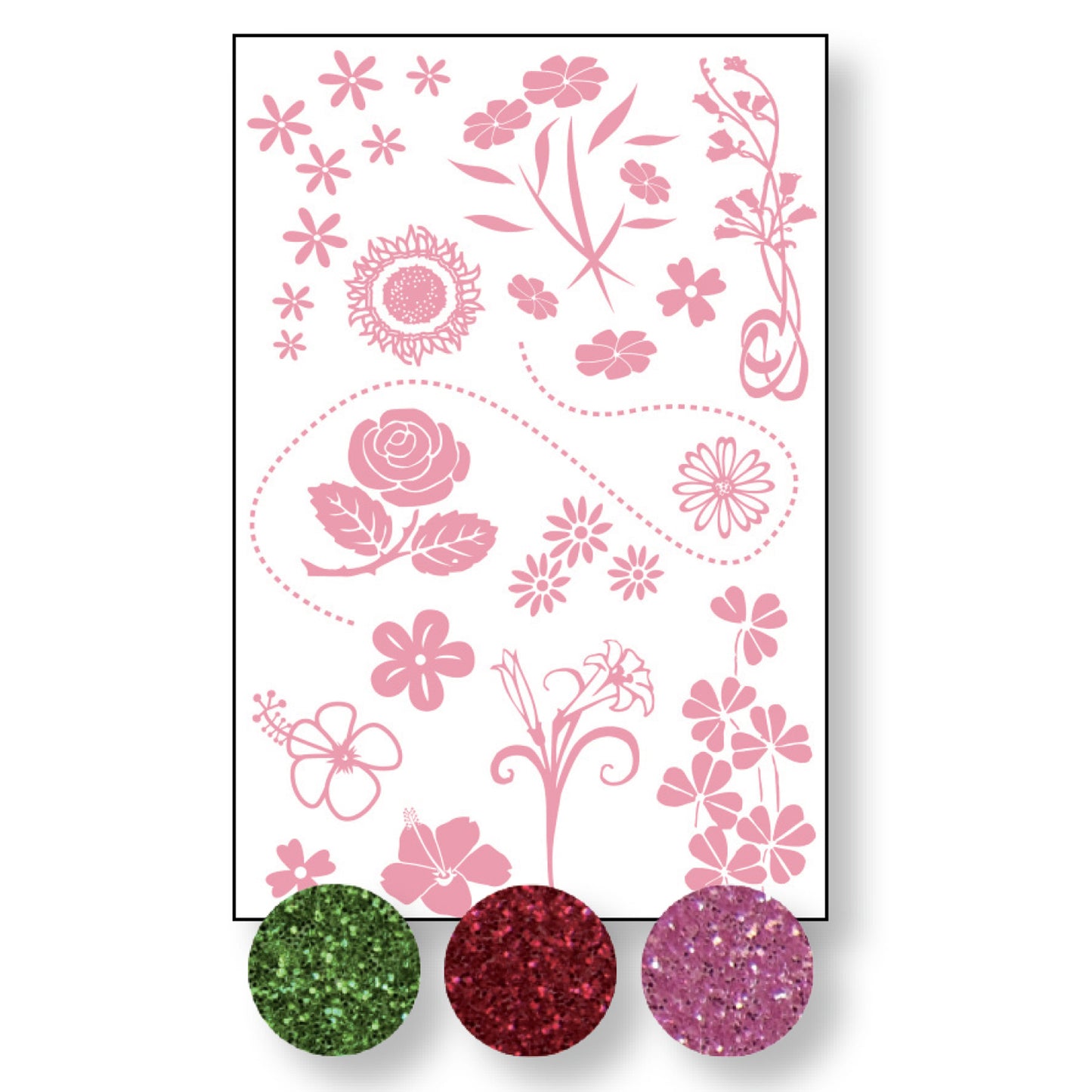 Vaessen creative • transfert + 3x plantes-fleurs pailletées