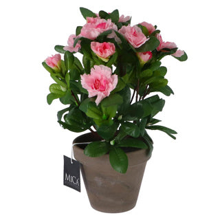 Plante artificielle azalea rose dans le pot