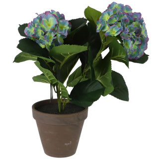 Hortensias de plante artificielle violet dans le pot