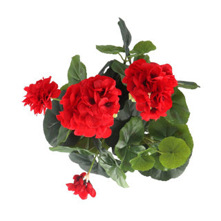 Plante artificielle géranium rouge en pot gris