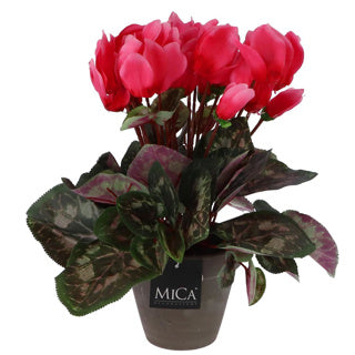 Plante artificielle cyclamen rose dans le pot