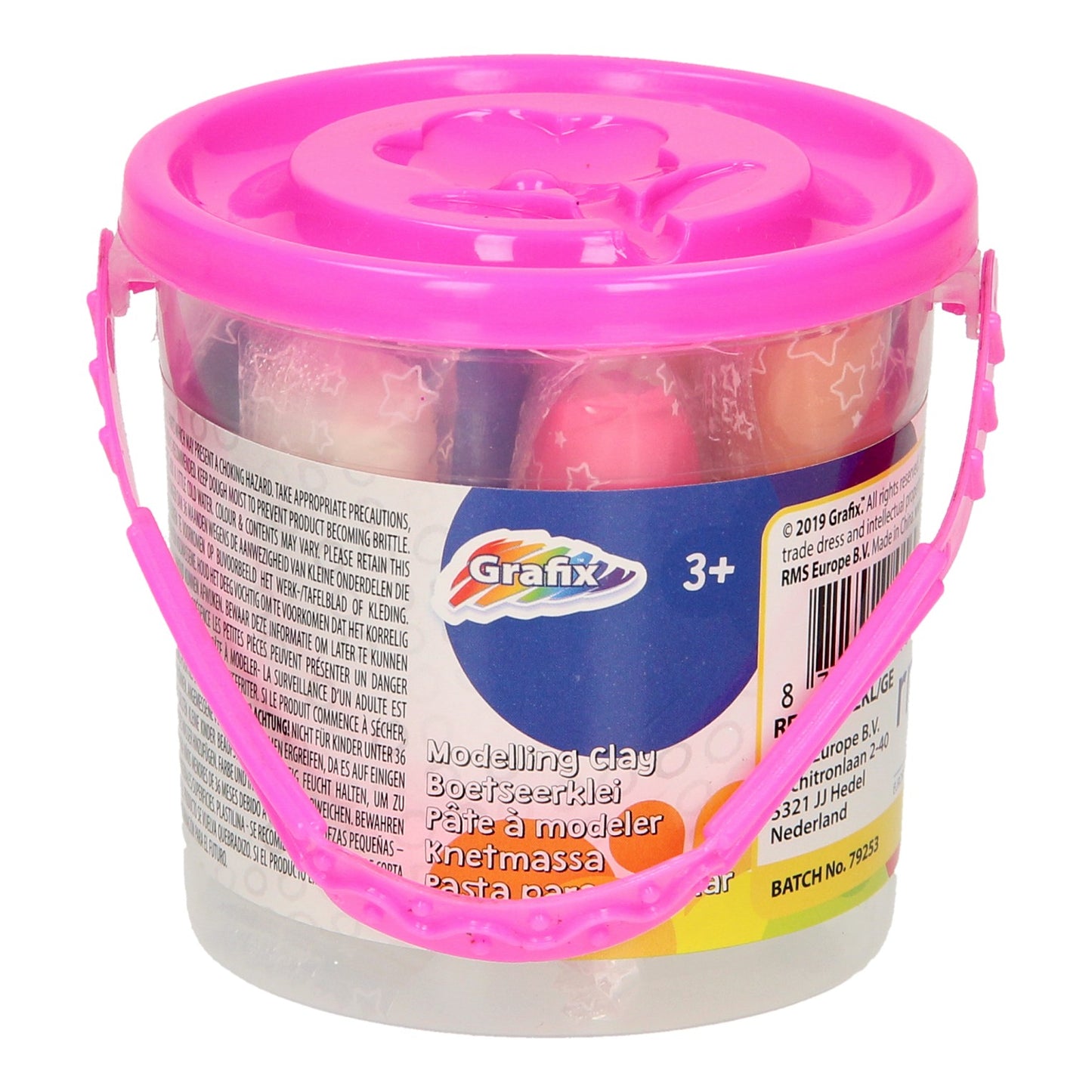 Seau de groupe d'artisanat créatif avec argile colorée, 12 pcs.