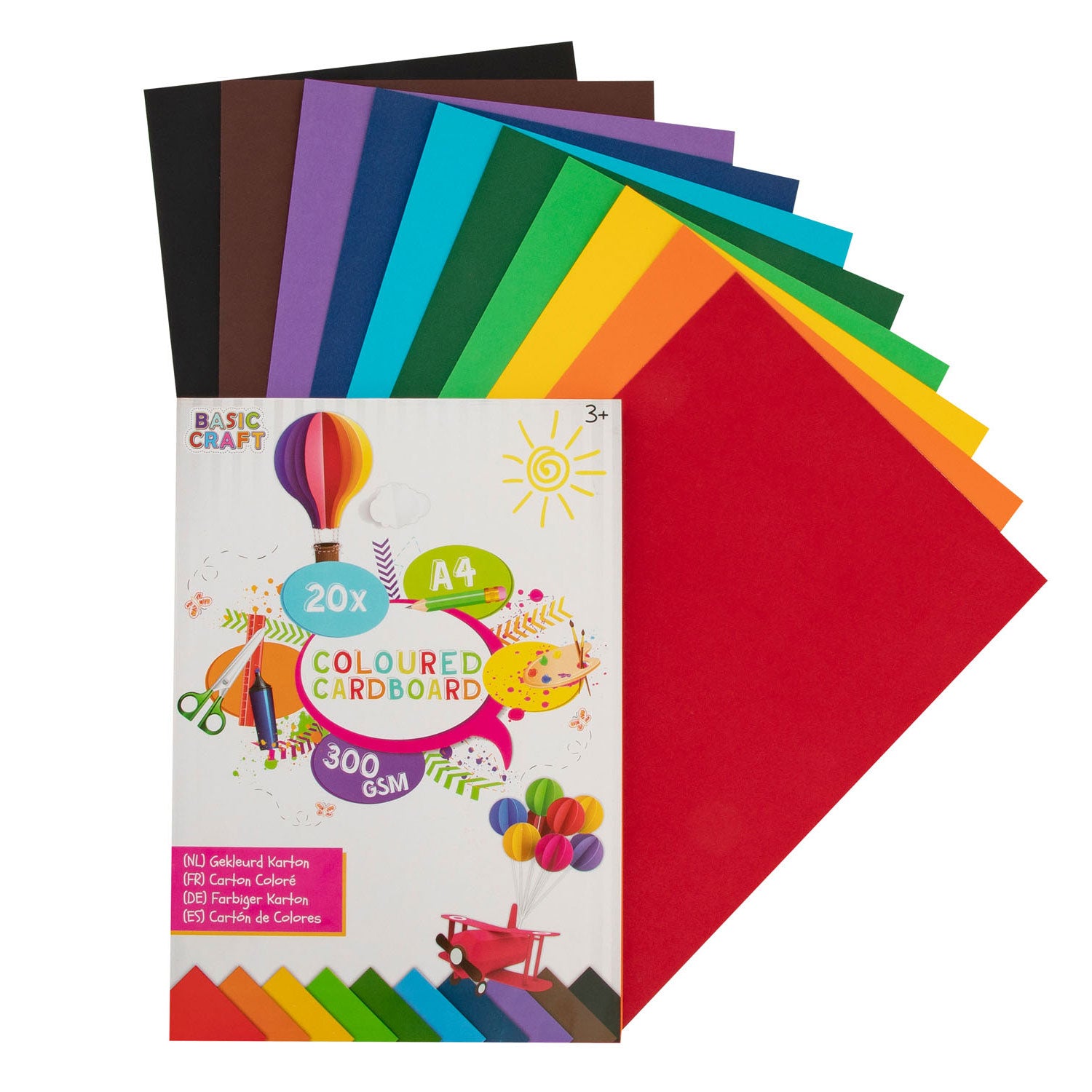 Creative craft group papier cartonné coloré a4 20 feuilles, 300 g/m²