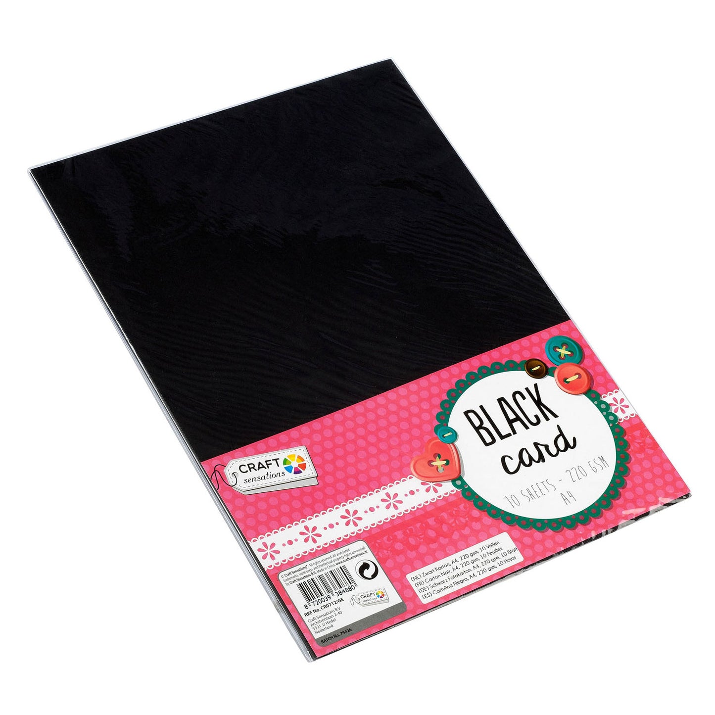 Creative Craft Group Hobby Cardboard noir A4, 10 feuilles