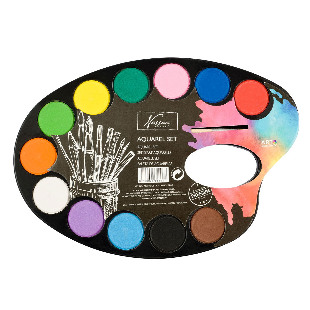 Palette de peinture de groupe d'artisanat créatif, 12 couleurs