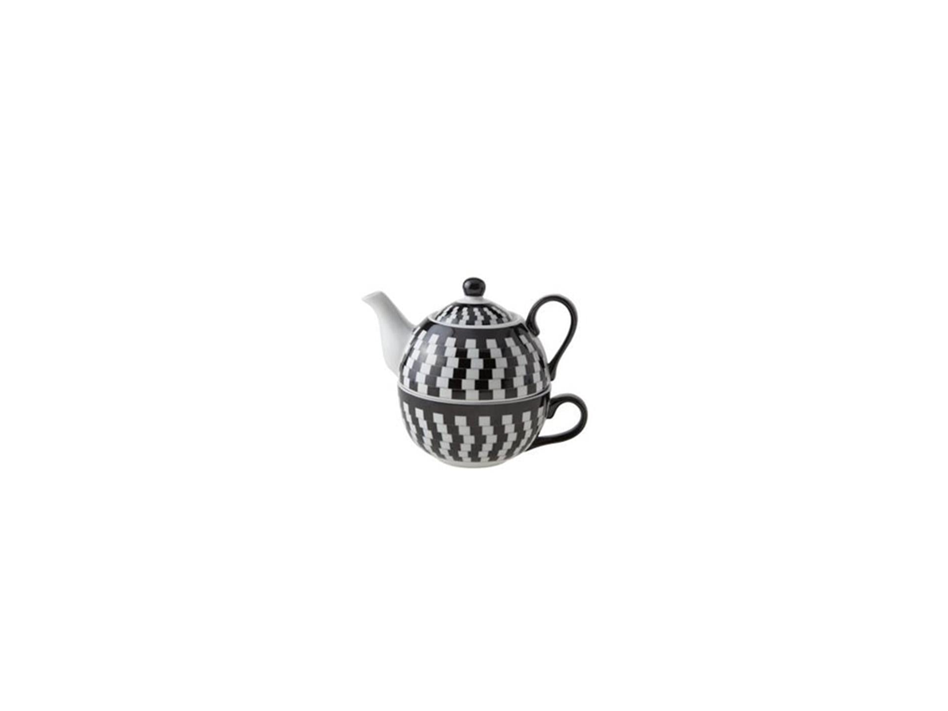 Thé tendance cosy pour une personne ø11,5xh14cm noir et blanc