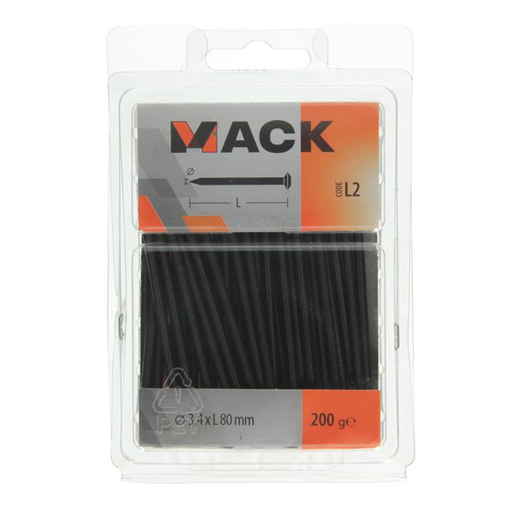 Mack 1017937 - clou en acier bvk acier bleui 200 gr 3,4 x 80 mm | 5 pièces