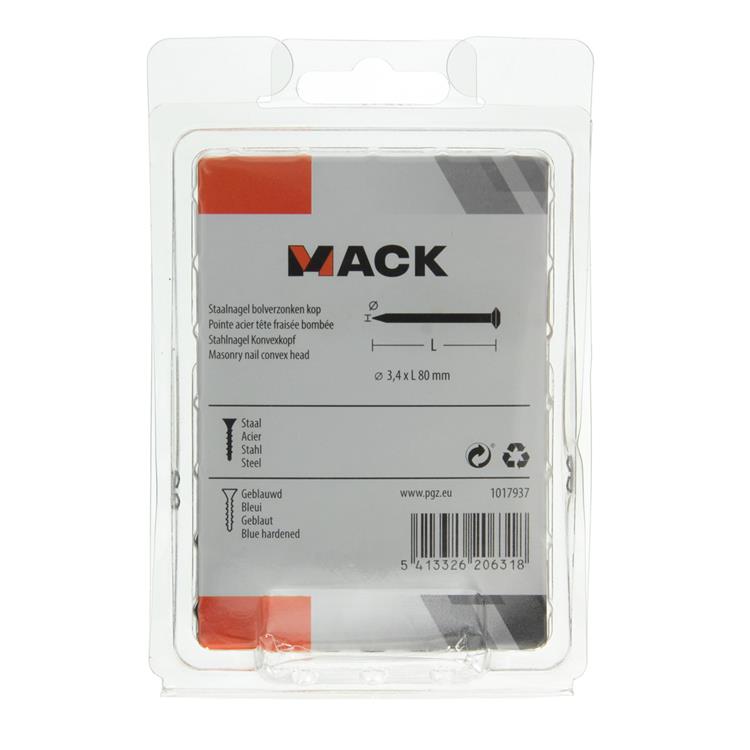 Mack 1017937 - clou en acier bvk acier bleui 200 gr 3,4 x 80 mm | 5 pièces