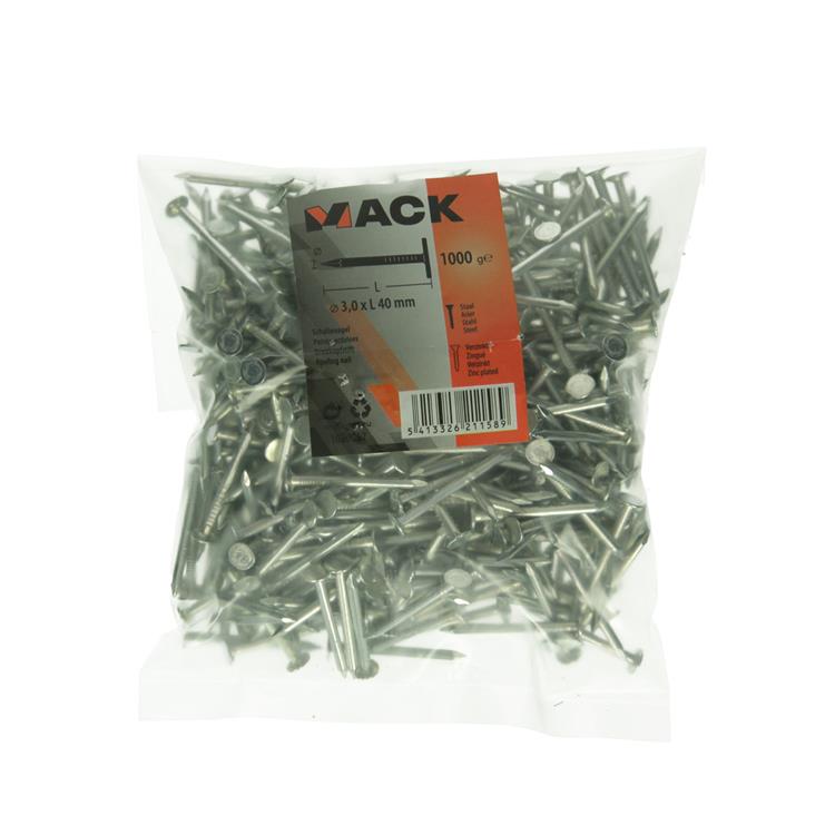 Mack 1020067 - clou de schiste galvanisé 1000 gr 3,0 x 40 mm | 10 pièces