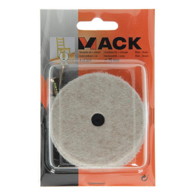 Mack 1048774 - feutre renforcé + vis marron ø 70 mm 4 pcs | 6 pièces