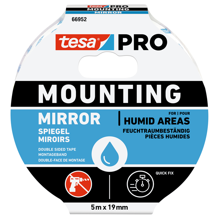 Tesa professional 1067941 - tesa montage pro support de miroir 5m x19 mm blanc | 16 pièces