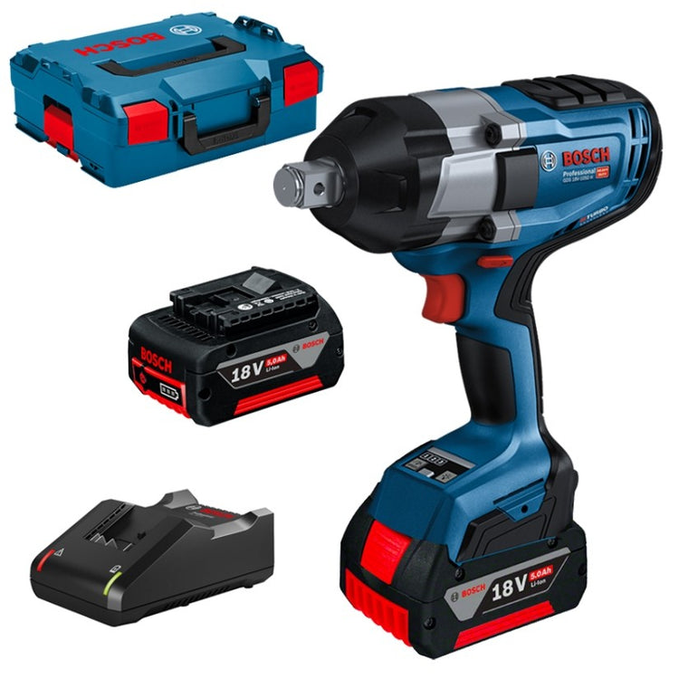Bosch bleu gds 18v-1050 h | clé à chocs professionnelle | avec 2 batteries 5,0 Ah et chargeur - 06019j8522
