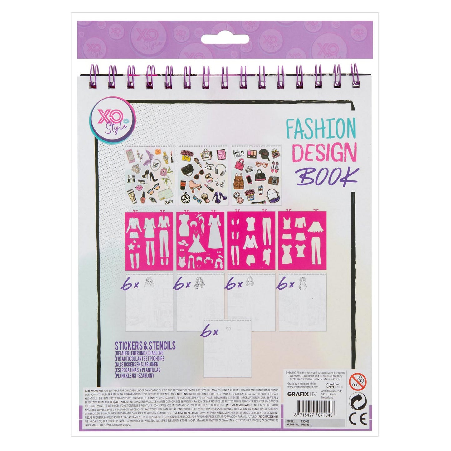Grafix Fashion Design Sticker Book + pochoirs