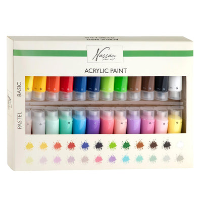 Couleurs de peinture acrylique Nassau et couleurs pastel, 24x22 ml