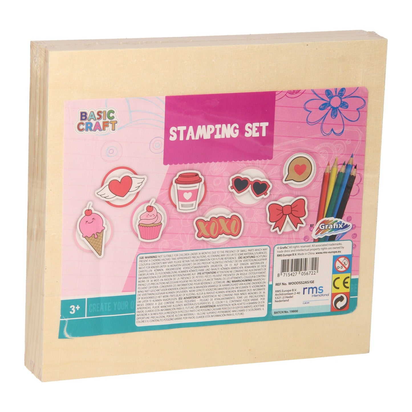 Ensemble de tampons en bois avec crayons de couleur