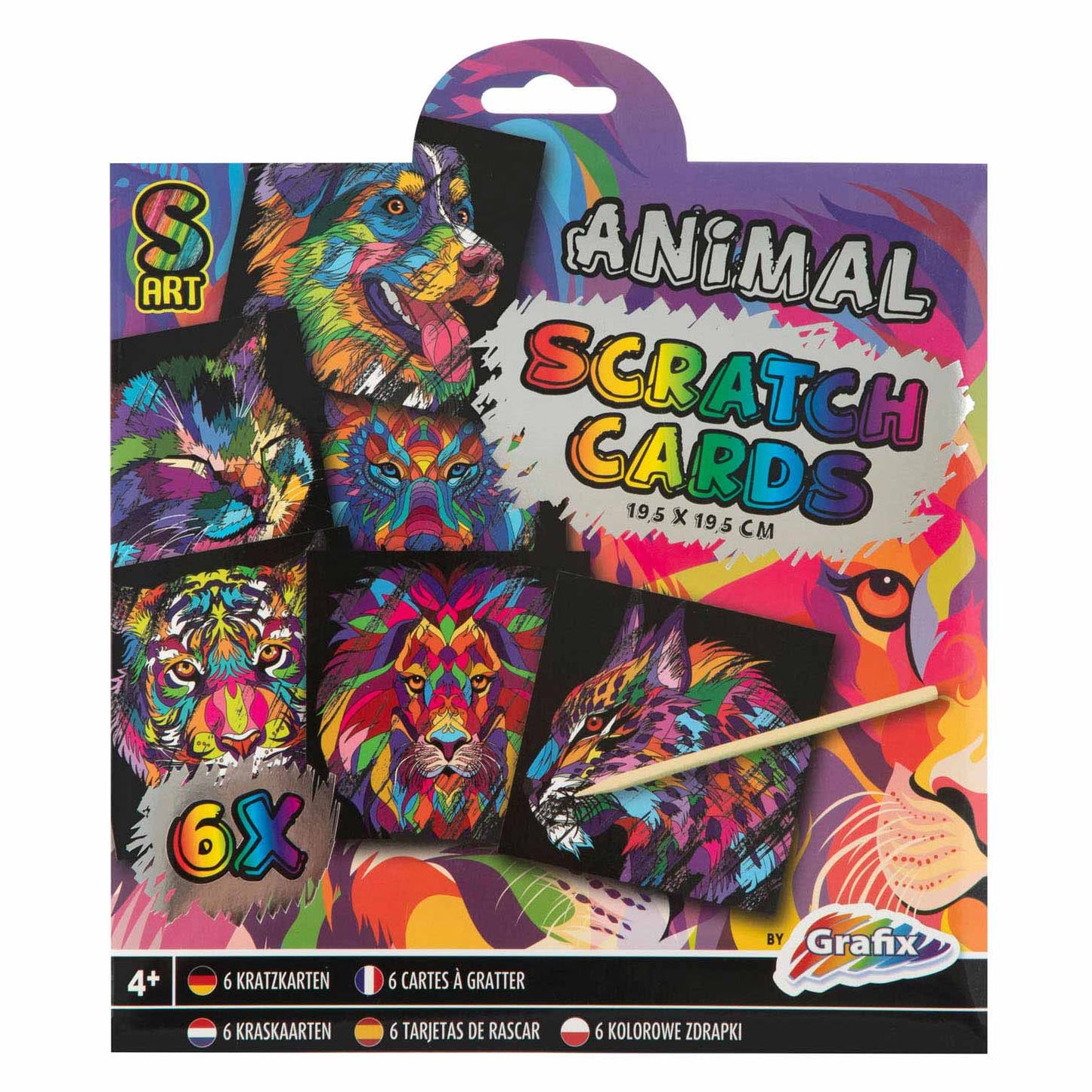 Cartes à gratter de groupe d'artisanat créatives, 6e. - Animaux