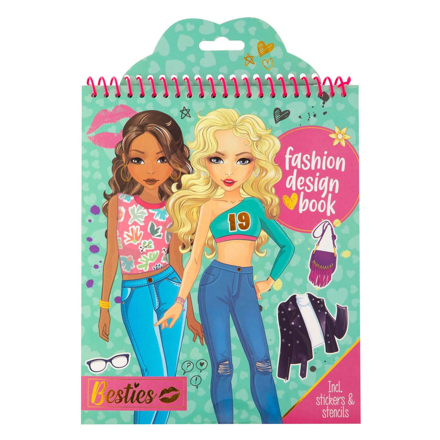 Livre de coloriage et d'autocollants Besties fashion design avec pochoirs