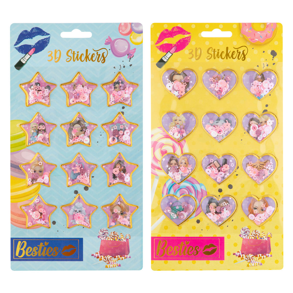Besties grafix 3d autocollants à paillettes pack de 12
