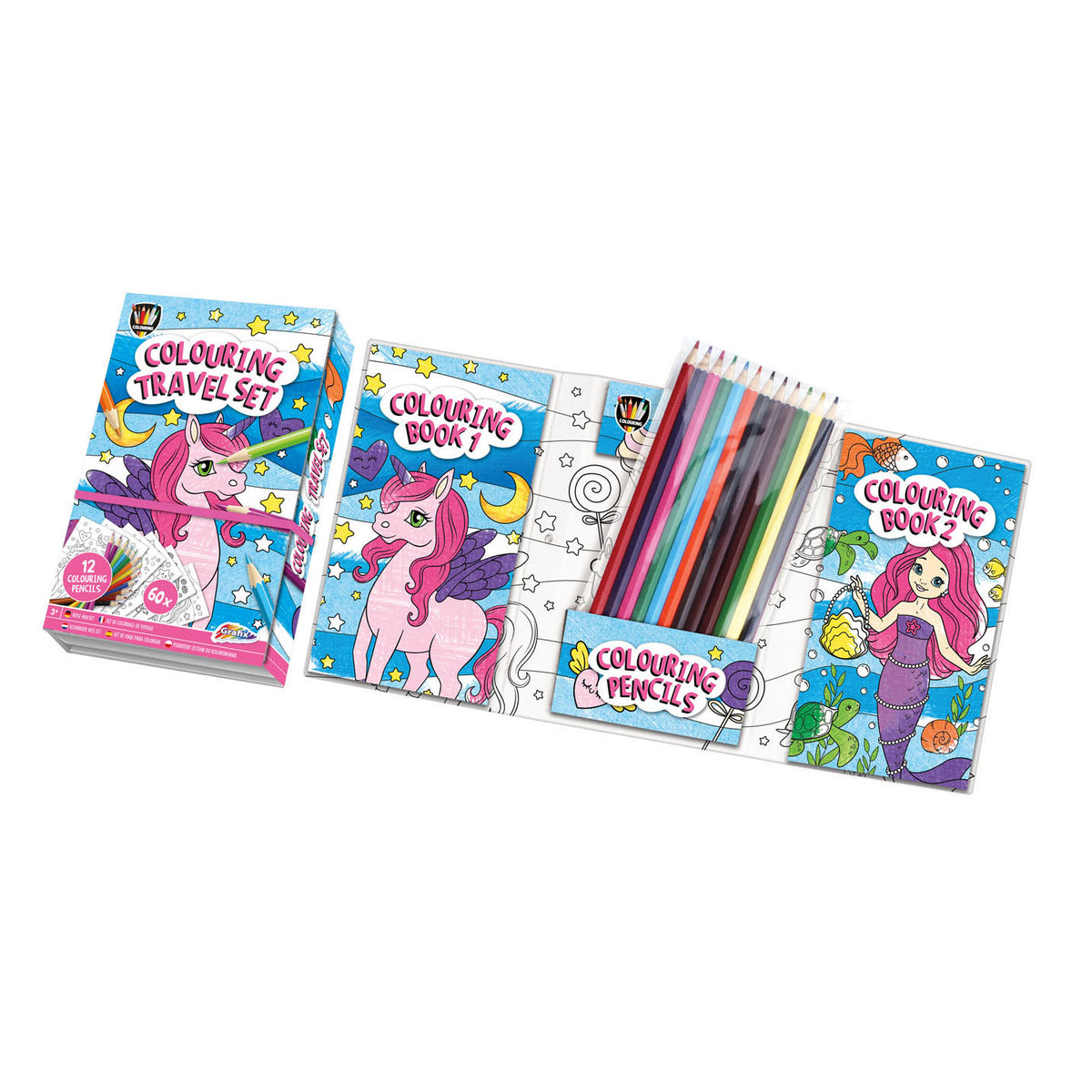 Livres à coloriage (2e) avec crayons - Unicorn et sirène