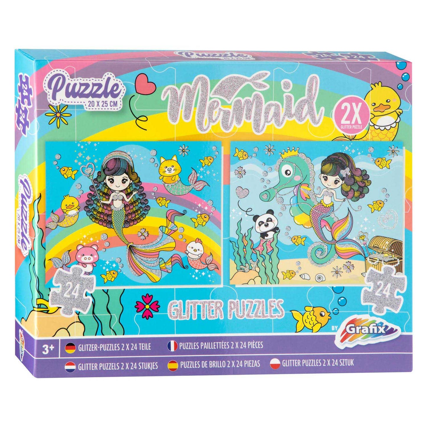 Grafix Glitter Puzzle Set Mermaid, 2x24st.