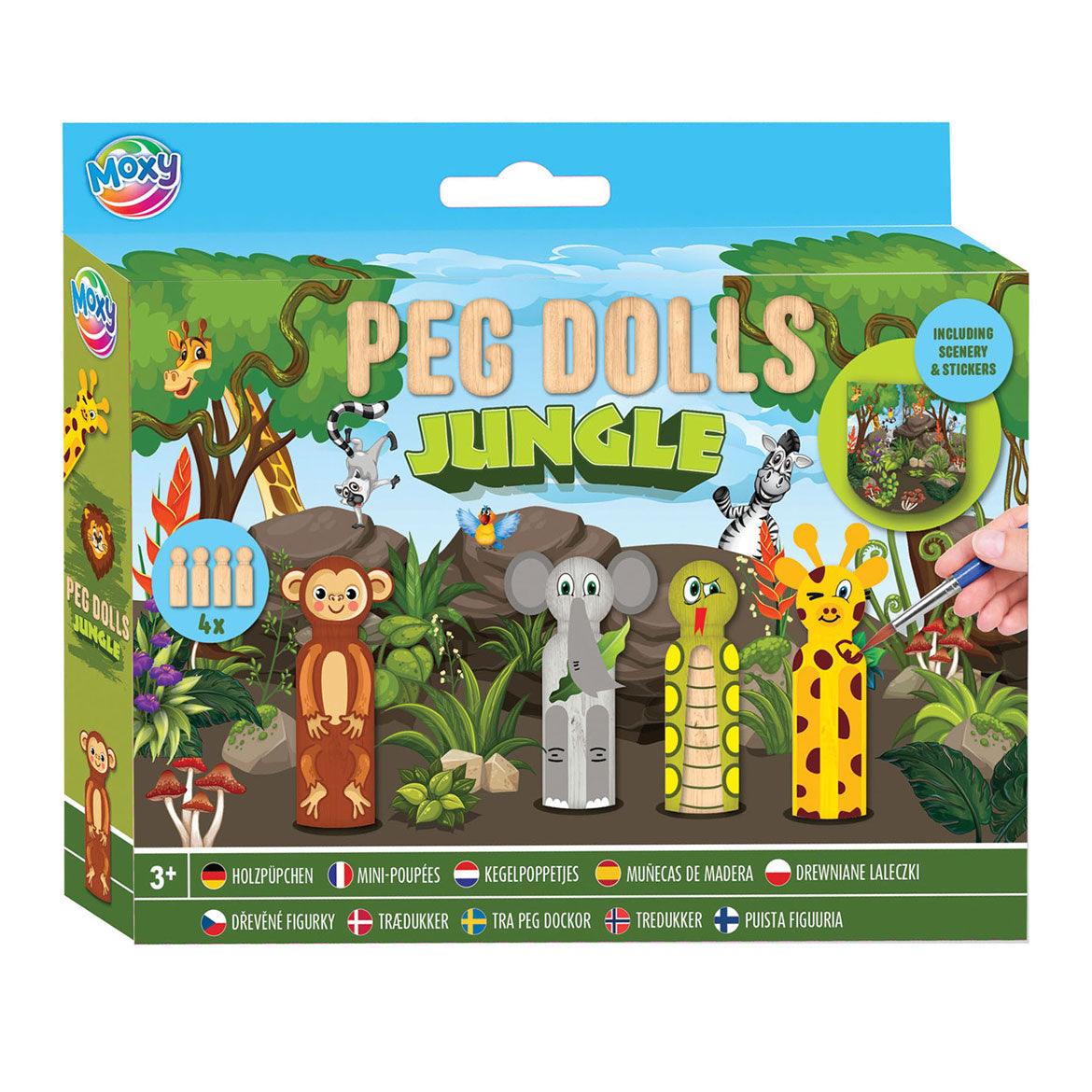 Groupe d'artisanat créatif en bois kegel poupées artisanat set jungle