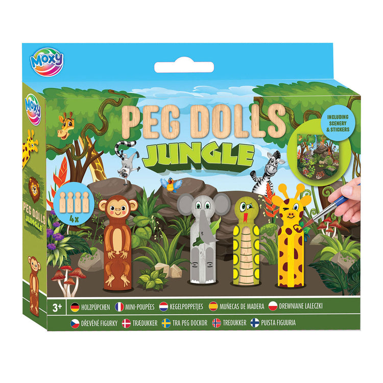 Groupe d'artisanat créatif en bois kegel poupées artisanat set jungle