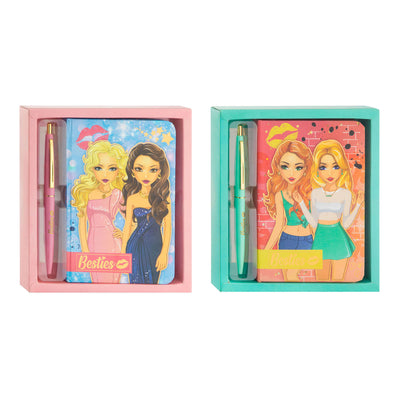 Note de carnet de besties avec stylo à bille