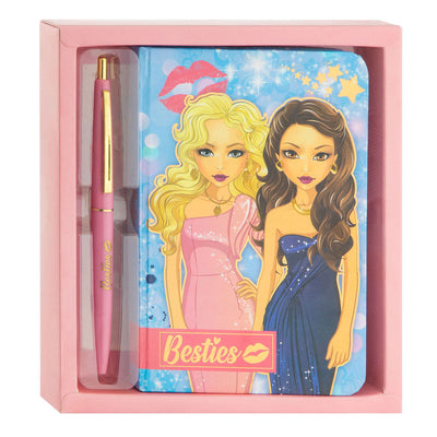 Note de carnet de besties avec stylo à bille