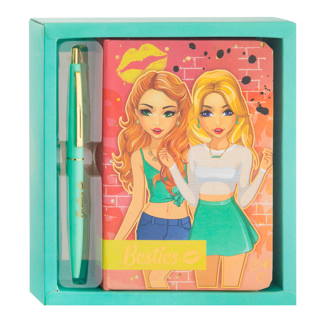 Note de carnet de besties avec stylo à bille