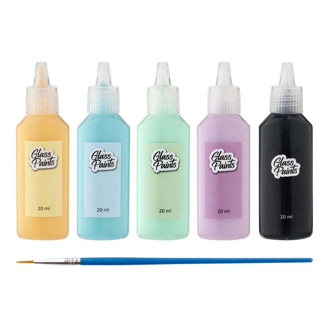 Paint en verre de groupe d'artisanat créatif avec pinceau, 5x22 ml