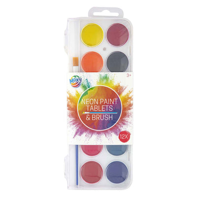 Palette de peinture de groupe d'artisanat créatif néon avec pinceau