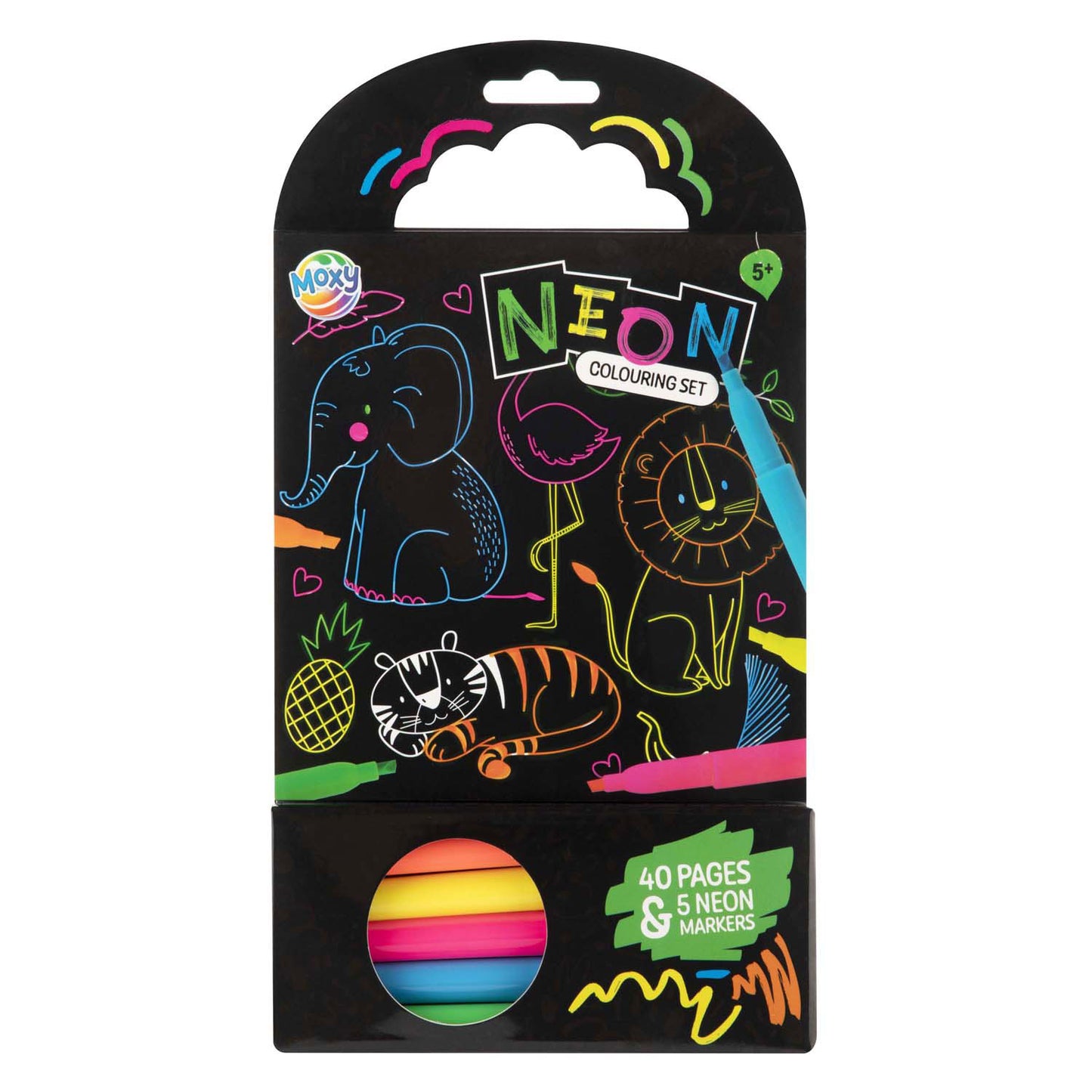 Creative Craft Group Colorbook Animaux avec 5 marqueurs néon, 40 feuilles