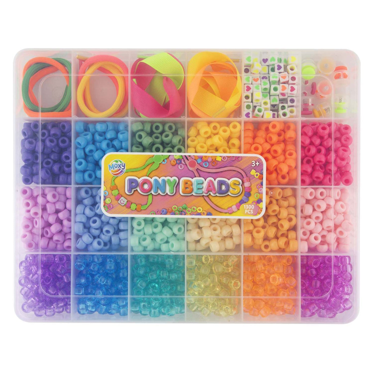 Accessoires de perles de poney dans la boîte de rangement, 18 couleurs
