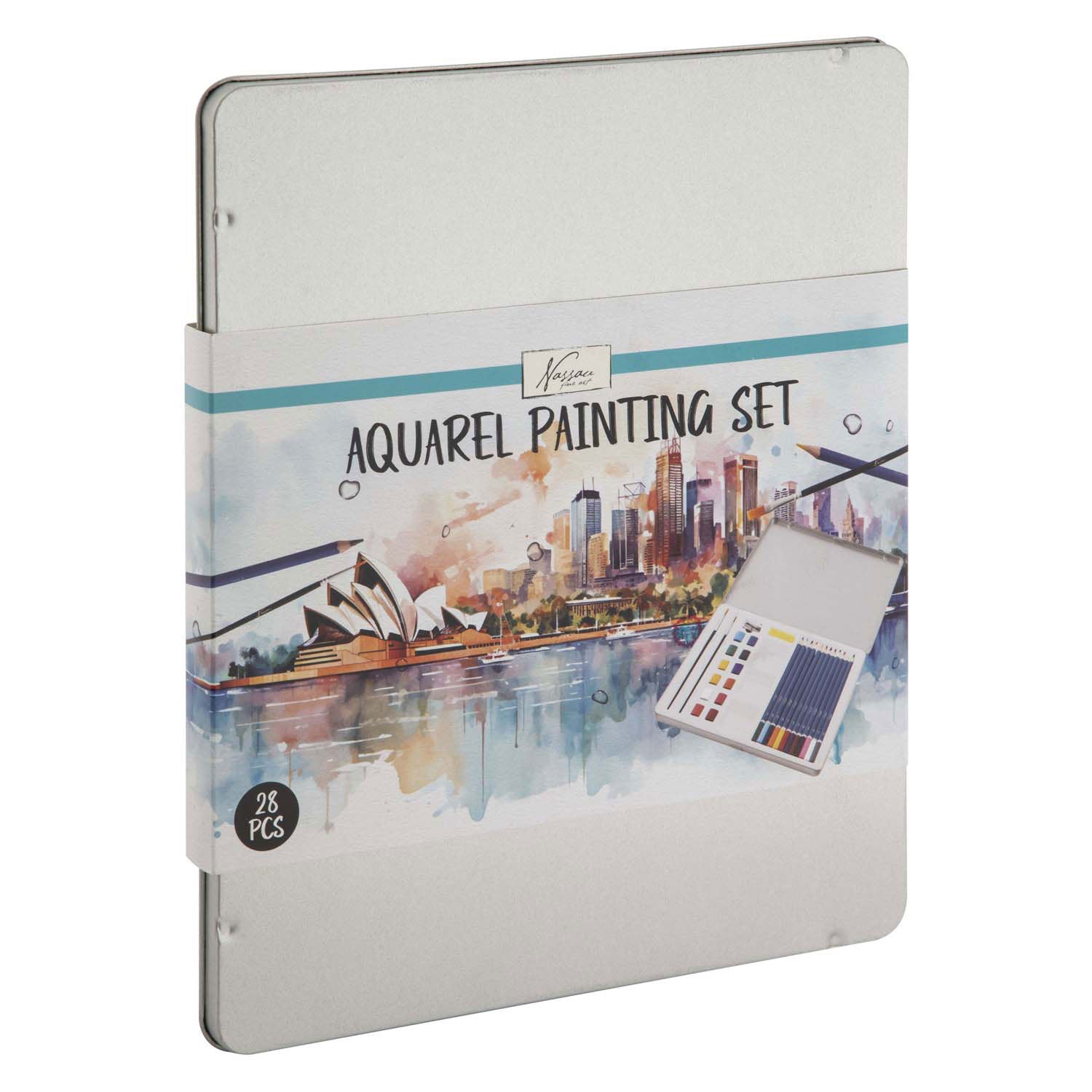 Peinture aquarelle définie dans Tin Box, 28dlg