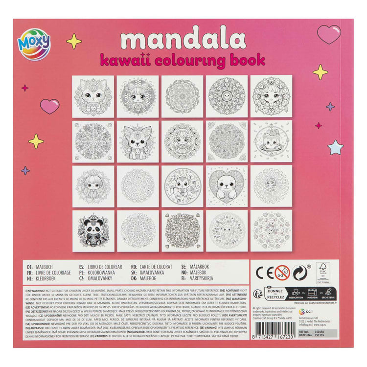 Livre de coloriage mandala kawaii de groupe d'artisanat créatif - 20 feuilles