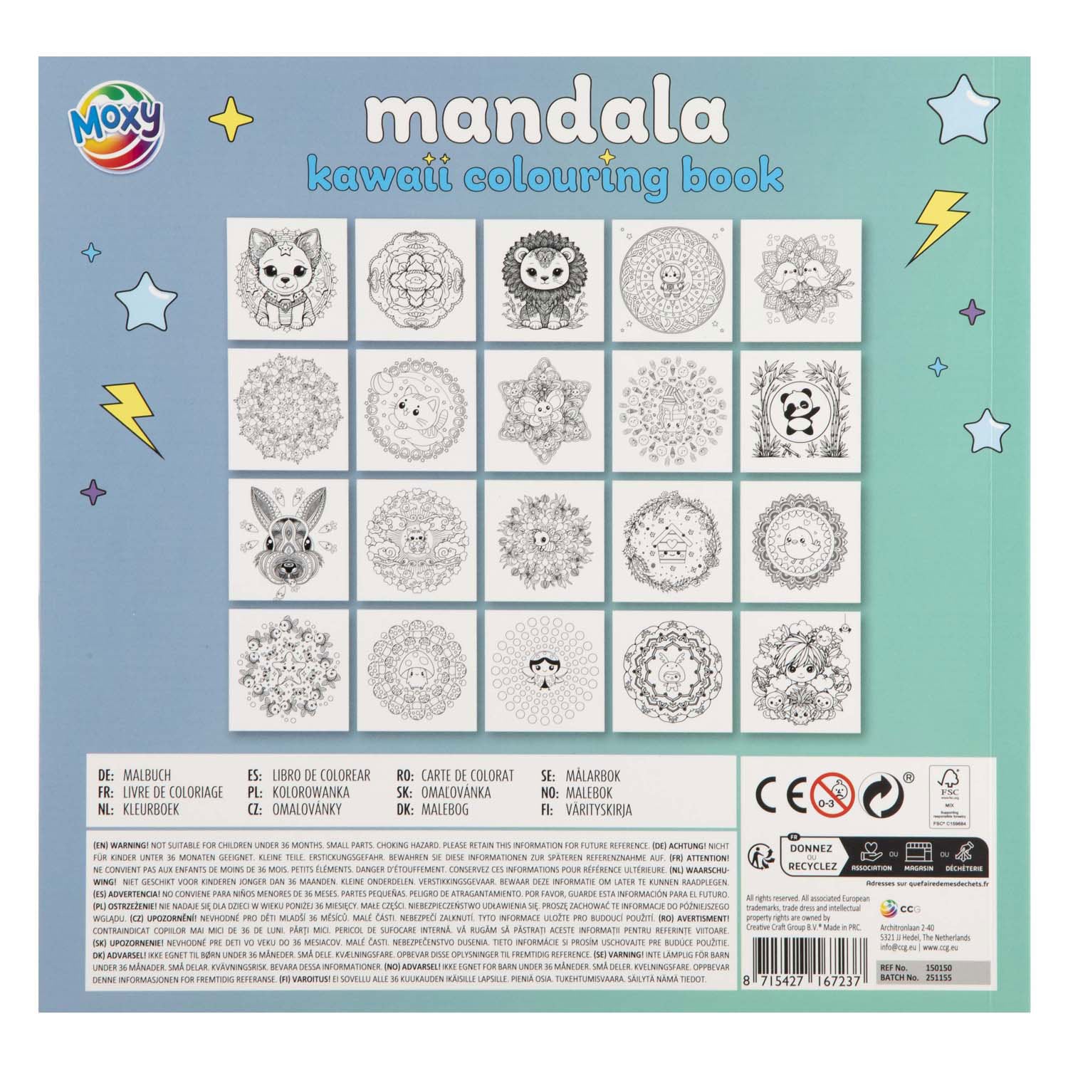 Livre de coloriage mandala kawaii de groupe d'artisanat créatif - 20 feuilles