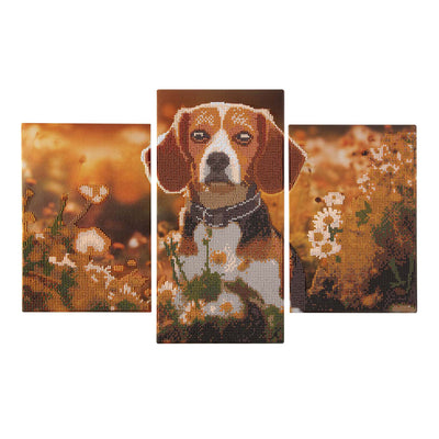Groupe d'artisanat créatif peinture diamant triptyque chien