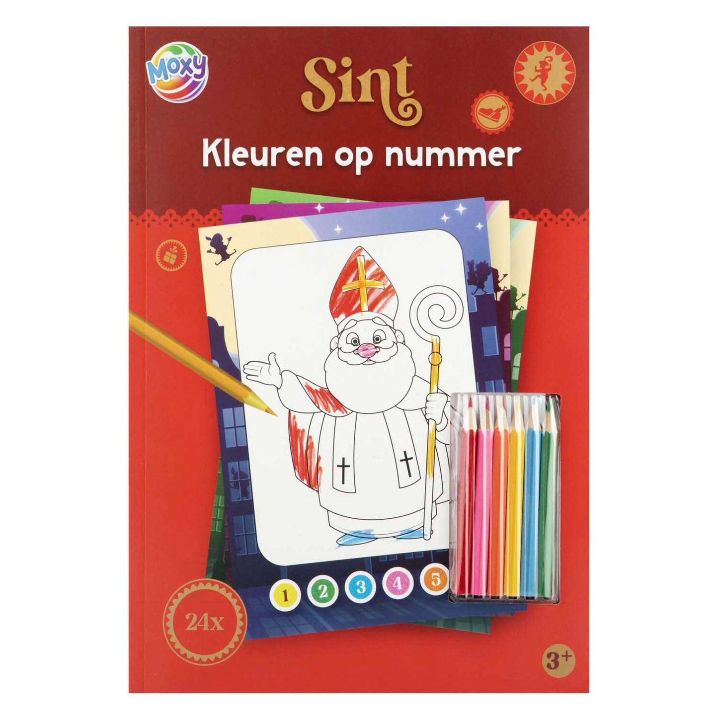 Coloriage de Sinterklaas par numéro avec 6 crayons