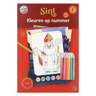 Coloriage de Sinterklaas par numéro avec 6 crayons