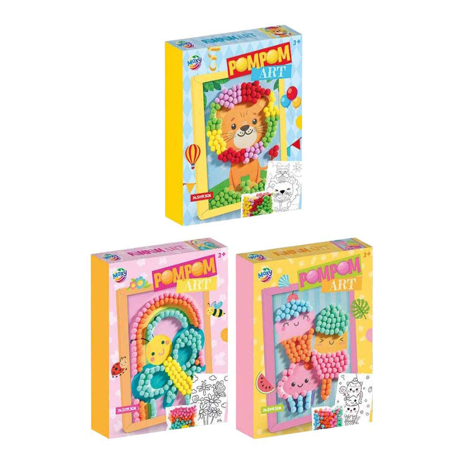 Groupe d'artisanat créatif pom pom art avec cadre