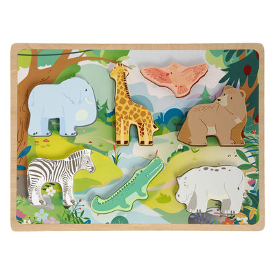 Groupe d'artisanat créatif puzzle 3D en bois jungle - 7 pcs.