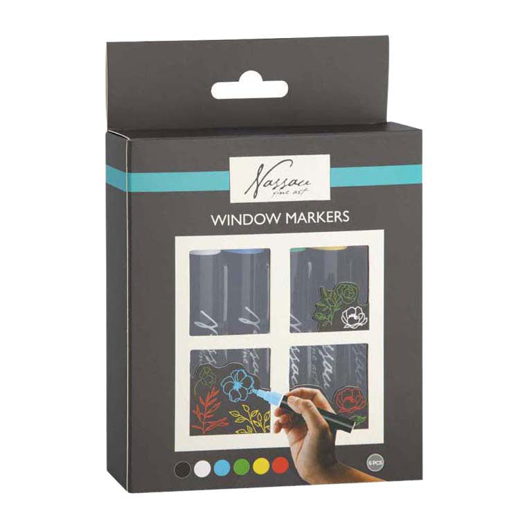 Ensemble de marqueurs à craie pour fenêtre Creative Craft Group Nassau - 6 pcs.