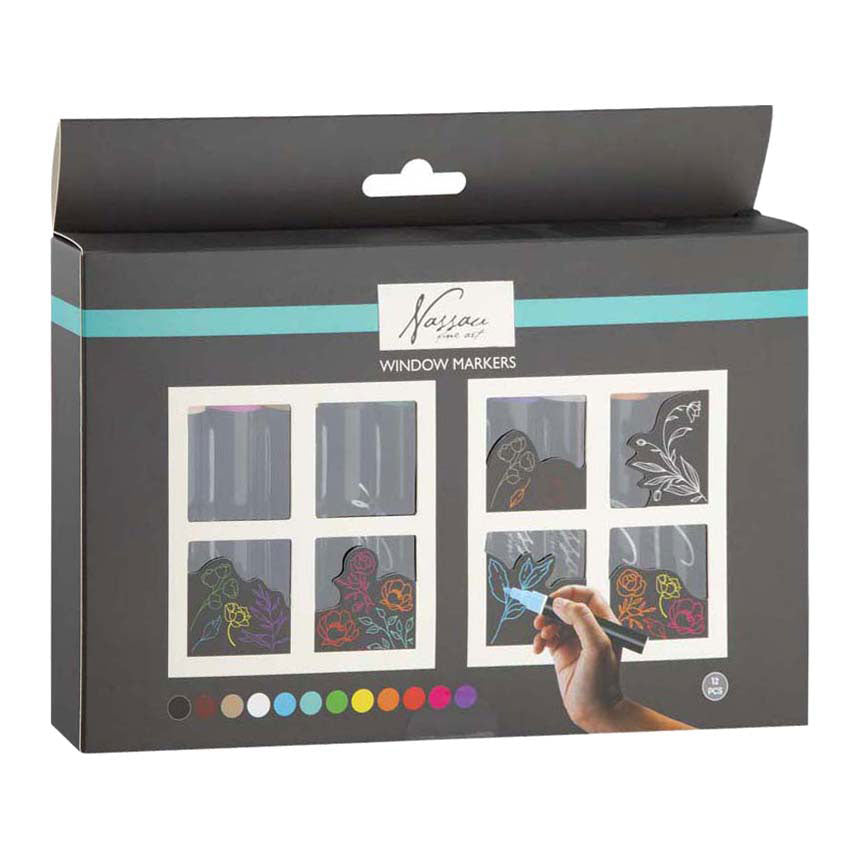 Ensemble de marqueurs à craie pour fenêtre Creative Craft Group Nassau - 12 pcs.