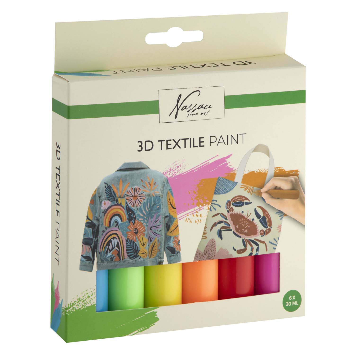 Creative Craft Group Nassau Ensemble de peinture textile 3D - 6 pcs.