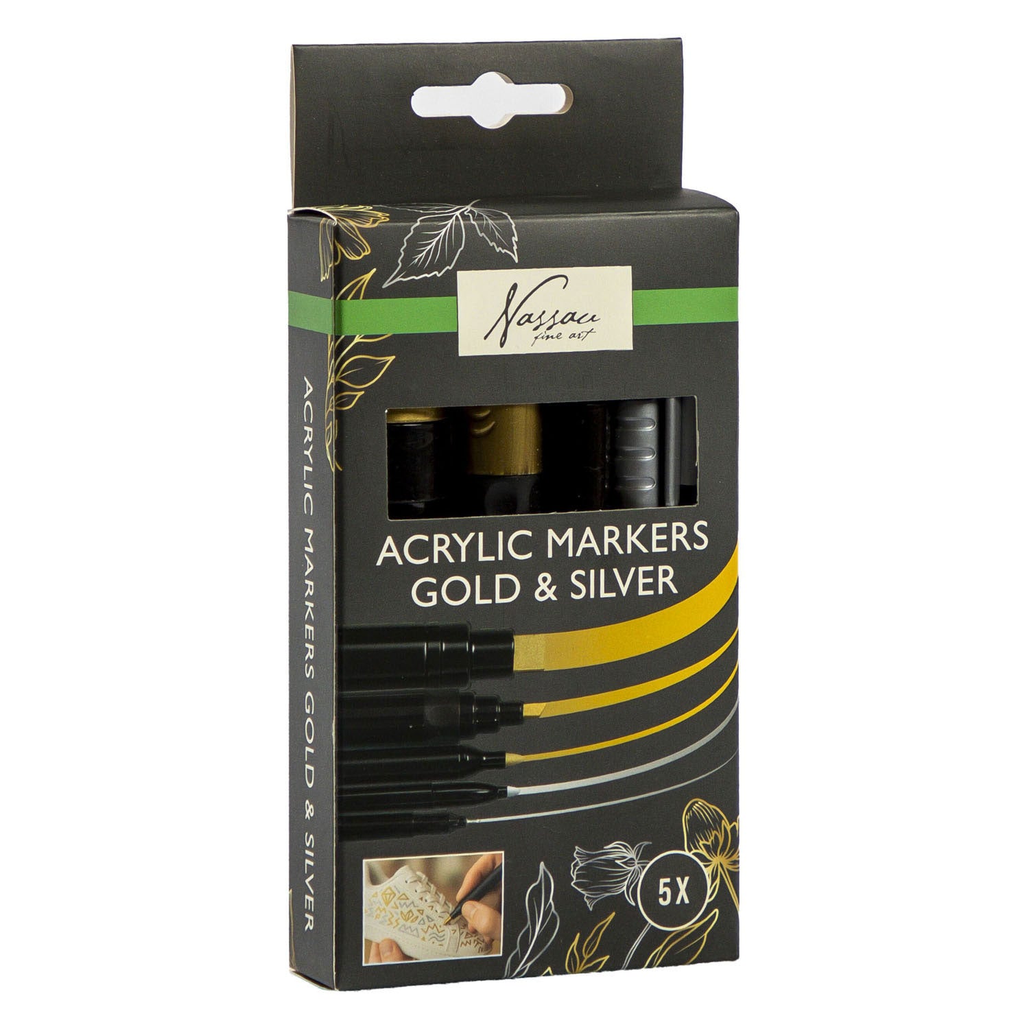 Creative craft group nassau ensemble de marqueurs acryliques or argent - 5 pcs.