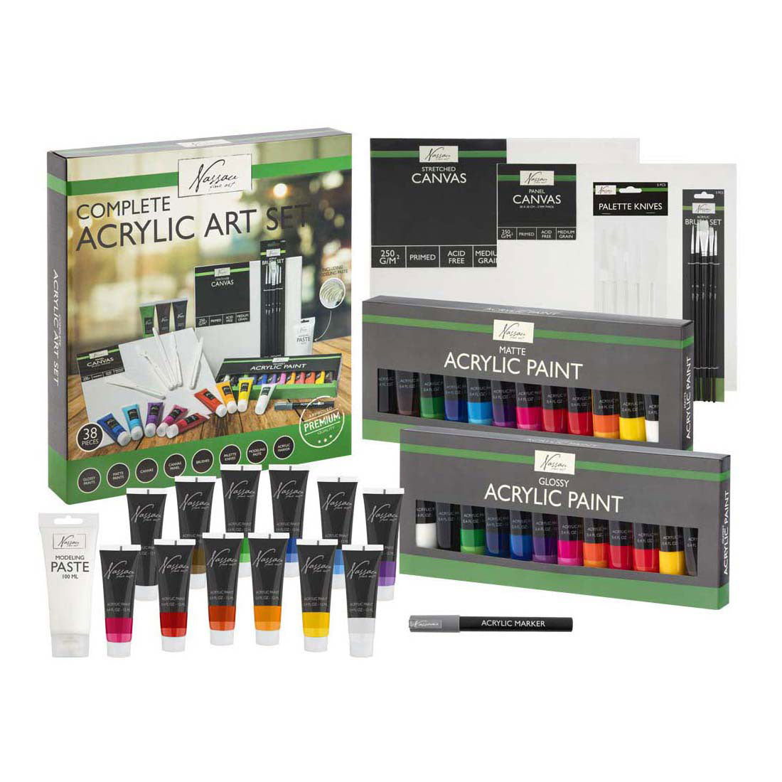 Creative craft group nassau ensemble complet en acrylique - 38 pcs.