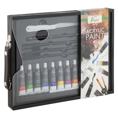 Creative Craft Group Ensemble acrylique de valise en bois noir Nassau - 21 pièces.