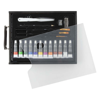 Creative Craft Group Ensemble acrylique de valise en bois noir Nassau - 21 pièces.