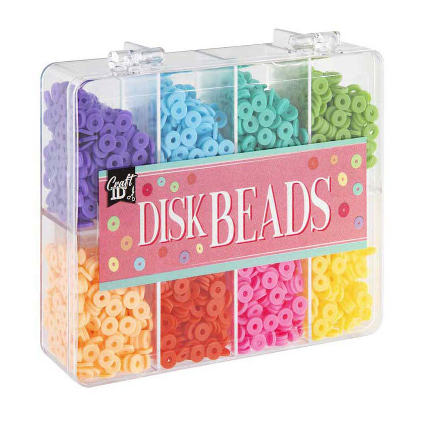 Perles de disque de groupe d'artisanat créatif dans une boîte de rangement - 8 couleurs