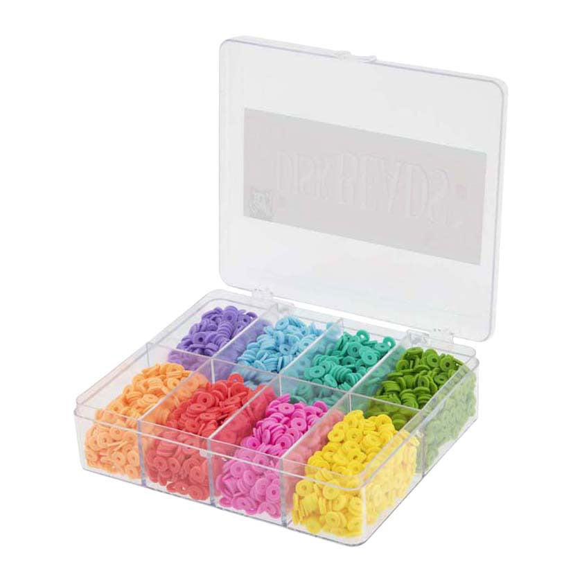Perles de disque de groupe d'artisanat créatif dans une boîte de rangement - 8 couleurs